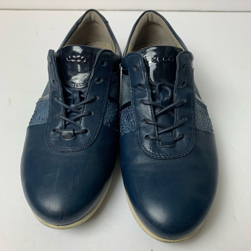 ECCO Women's Sneaker Walking Blue Leather Athletic